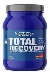 Weider Victory Endurance Total Recovery supplement jar in watermelon flavor for post-exercise recovery and muscle repair.